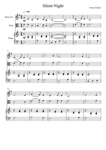 Franz Gruber Silent Night Horn In F And Viola Duet Sheet Music