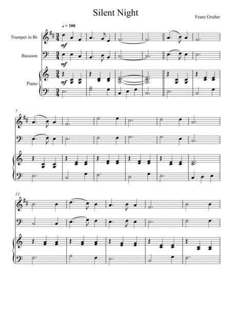 Franz Gruber Silent Night Trumpet And Bassoon Duet Sheet Music