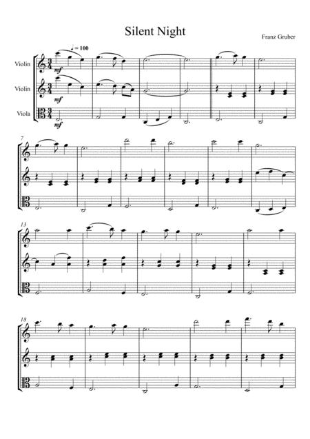 Free Sheet Music Franz Gruber Silent Night Violin Violin And Viola Trio