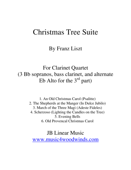 Franz Liszt Christmas Tree Suite For Clarinet Quartet Sheet Music