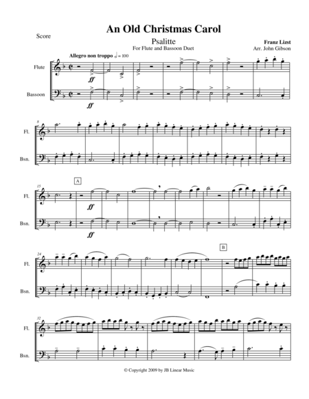 Franz Liszt Christmas Tree Suite For Flute And Bassoon Duet Sheet Music