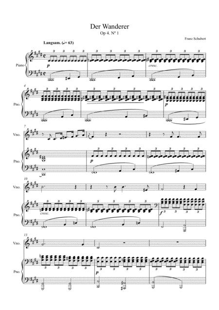 Free Sheet Music Franz Schubert Der Wanderer Violin Solo