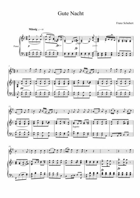 Franz Schubert Gute Nacht Clarinet Solo Sheet Music