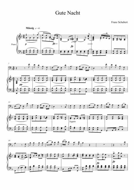 Franz Schubert Gute Nacht Violoncello Solo Sheet Music