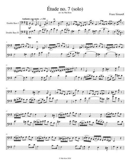 Free Sheet Music Franz Simandl Tude No 7 For Two Double Basses
