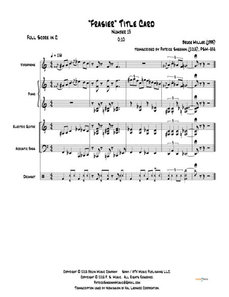 Frasier Title Card 13 For Jazz Quintet Full Score Set Of Parts Sheet Music