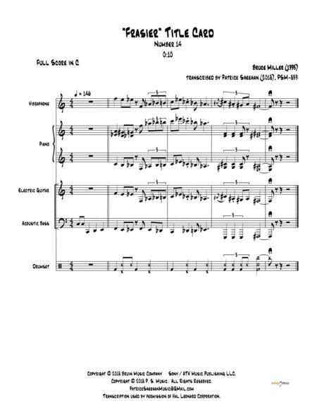 Frasier Title Card 14 For Jazz Quintet Full Score Set Of Parts Sheet Music