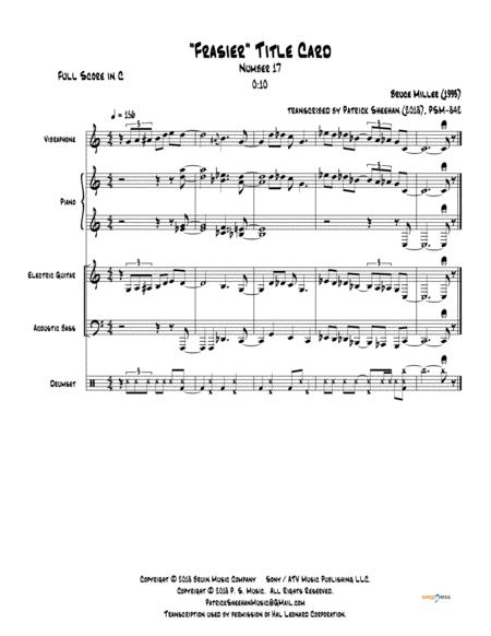 Free Sheet Music Frasier Title Card 17 For Jazz Quintet Full Score Set Of Parts