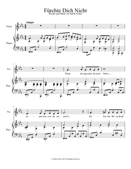 Frchte Dich Nicht For Medium Low Voice Sheet Music