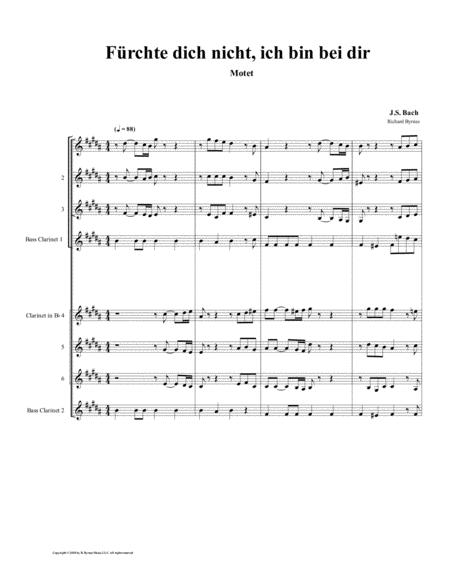 Free Sheet Music Frchte Dich Nicht Motette By Js Bach Double Clarinet Choir