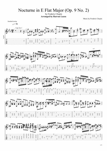 Frederic Chopin Nocturne In E Flat Major Fingerstyle Guitar Sheet Music