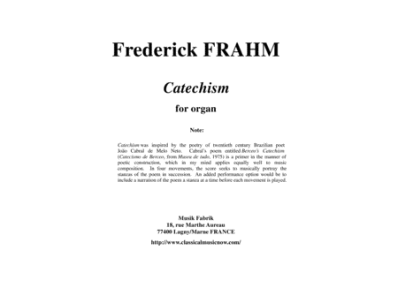 Frederick Frahm Catechism For Organ Sheet Music