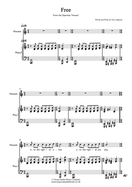 Free Sheet Music Free From The Operetta Vincent