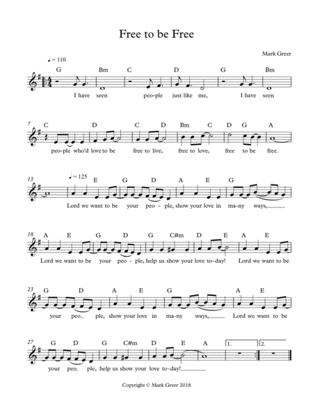 Free Sheet Music Free To Be Free