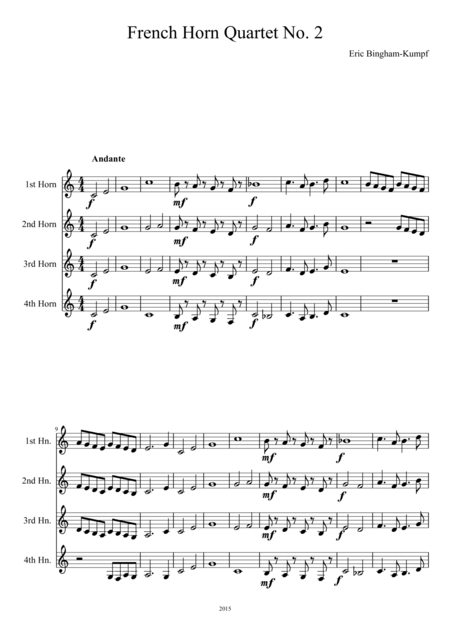 Free Sheet Music French Horn Quartet No 2