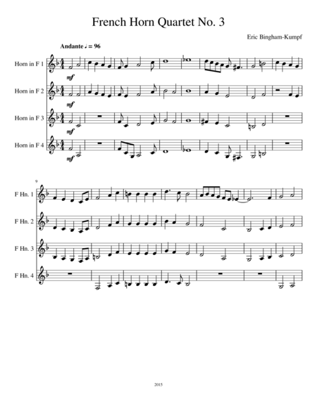 Free Sheet Music French Horn Quartet No 3