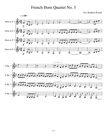 French Horn Quartet No 5 Sheet Music