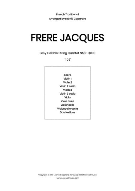 Frere Jacques Flexible String Quartet Ensemble Sheet Music