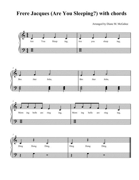 Frere Jacques Trad Arr With Chords Sheet Music