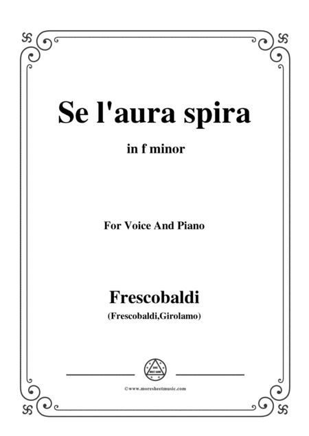 Frescobaldi Se L Aura Spira In F Minor For Voice And Piano Sheet Music