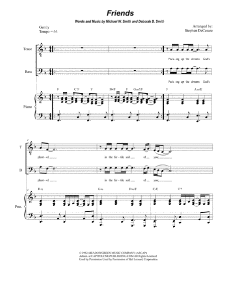 Friends For Vocal Quartet Satb Sheet Music