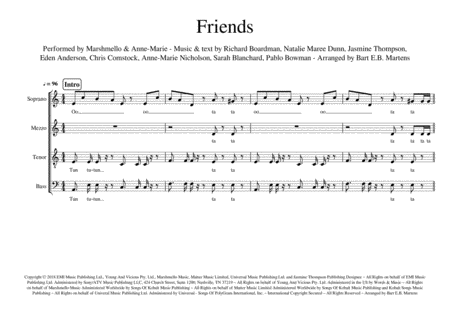 Friends Marshmello Anne Marie A Cappella Pop Choir Smatb Sheet Music