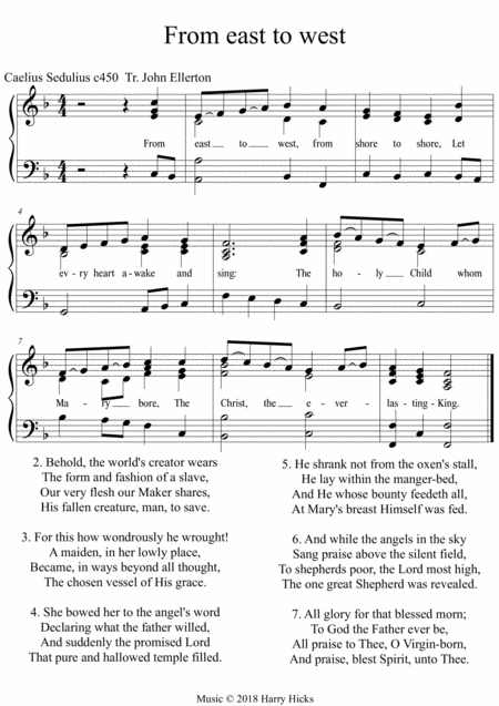 Free Sheet Music From East To West A New Tune To A Wonderful Old Hymn