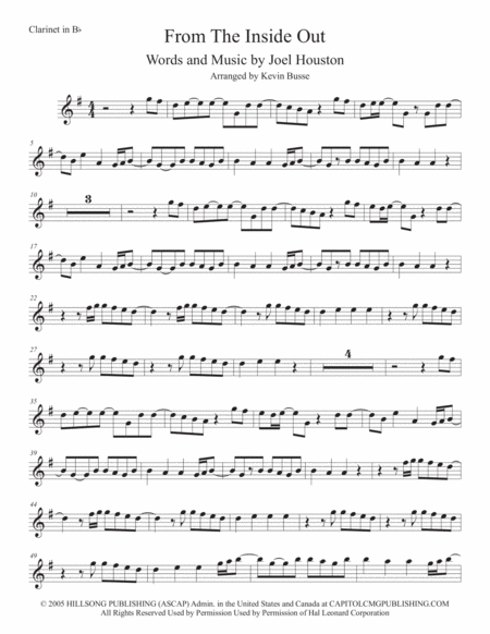 Free Sheet Music From The Inside Out Clarinet