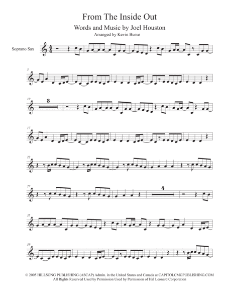 Free Sheet Music From The Inside Out Easy Key Of C Soprano Sax