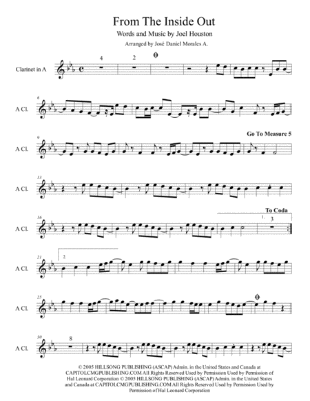 From The Inside Out For Clarinet In A Sheet Music