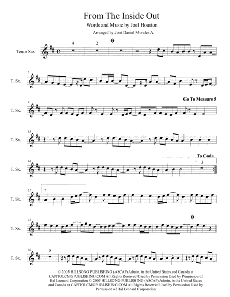 From The Inside Out For Tenor Sax Sheet Music