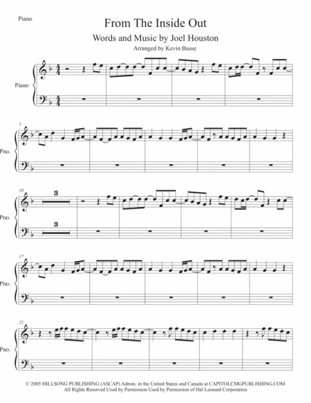 From The Inside Out Piano Sheet Music