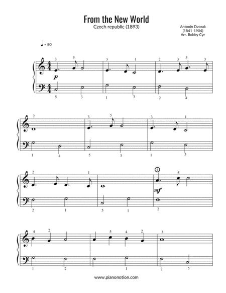 From The New World Easy Piano Solo Sheet Music