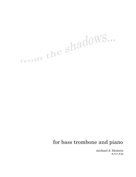 From The Shadows Bass Trombone Solo With Piano Accompaniment Sheet Music