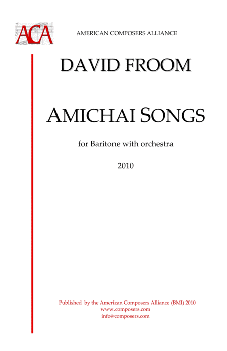 Froom Amichai Songs Baritone And Orchestra Sheet Music