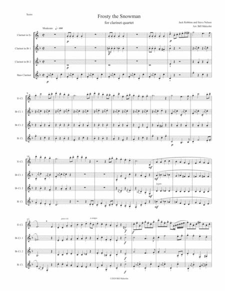 Free Sheet Music Frosty The Snowman For Clarinet Quartet