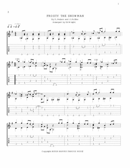 Frosty The Snowman For Finger Style Guitar Sheet Music