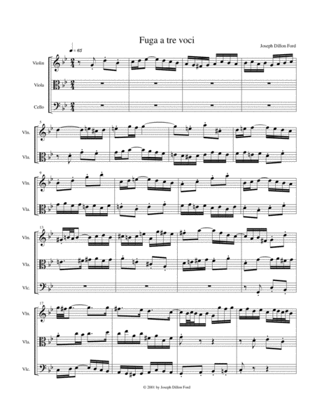 Free Sheet Music Fuga A Tre 3 Part Fugue For String Trio