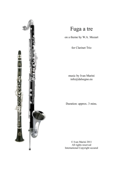 Free Sheet Music Fuga A Tre On A Theme By W A Mozart For Clarinet Trio