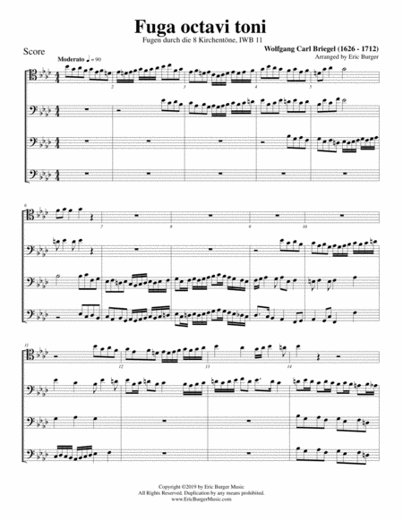 Fuga Octavi Toni For Trombone Or Low Brass Quartet Sheet Music