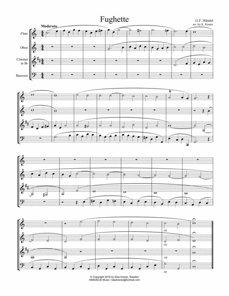 Fughette For Wind Quartet Sheet Music