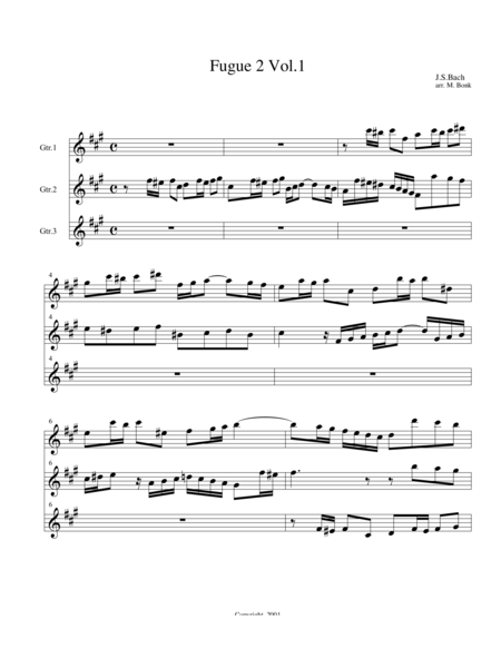 Fugue 2 For 3 Guitars Sheet Music