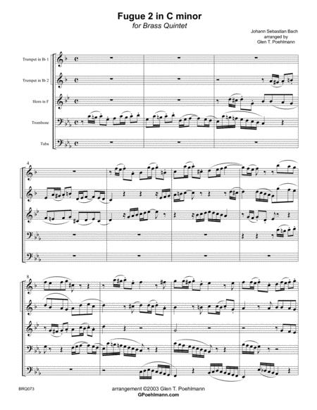 Free Sheet Music Fugue 2 In C Minor Js Bach For Brass Quintet