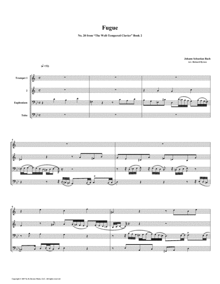 Fugue 20 From Well Tempered Clavier Book 2 Brass Quartet Sheet Music