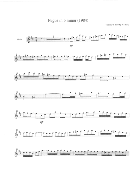 Fugue In B Minor 1984 For String Quartet Parts Sheet Music