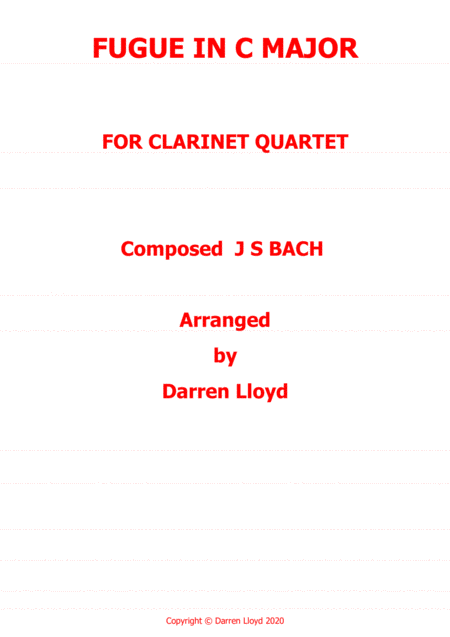 Fugue In C Major Clarinet Quartet Sheet Music