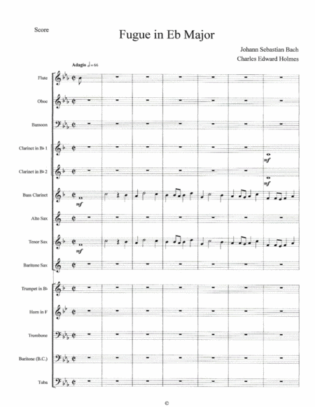 Fugue In Eb Major Concert Band Set Sheet Music