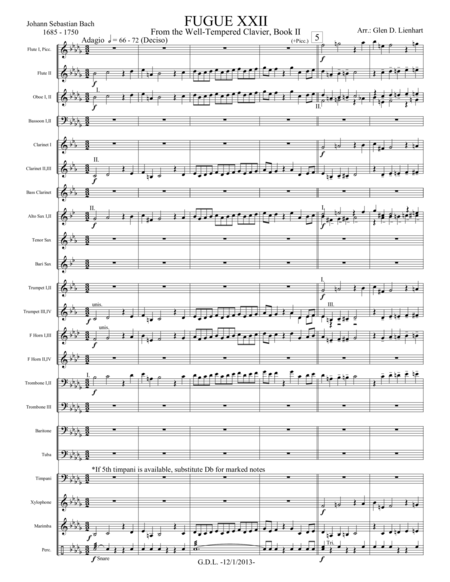 Fugue No 22 From The Well Tempered Clavier Book Ii Sheet Music