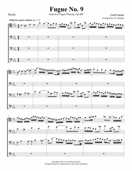 Fugue No 9 For Trombone Or Low Brass Quartet Sheet Music