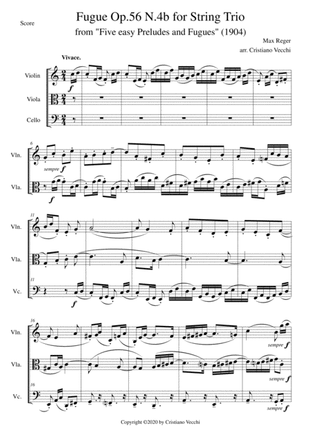 Free Sheet Music Fugue Op 56 N 4b For String Trio